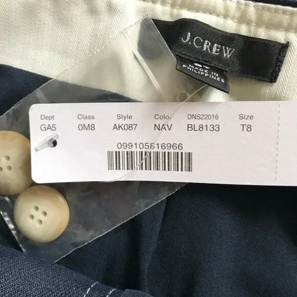 NWT JCrew Button Up Skirt Womens 8 T Tall Navy Blue Straight Stretch Linen NEW - Picture 5 of 15